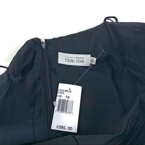 Rickie Freeman Teri Jon Babydoll Rosette Dress in Black - Picture 3 of 4